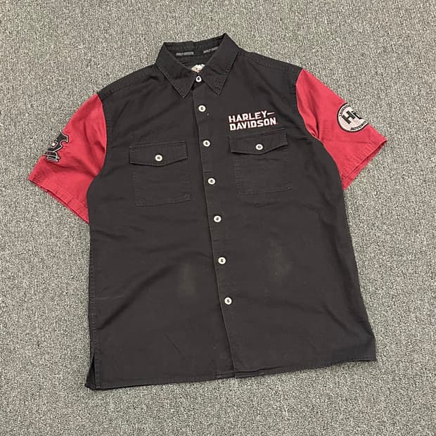 S)할리데이비슨 빈티지 후면 이글 자수 반팔셔츠