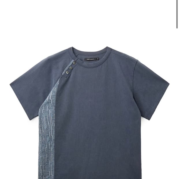 Curved Henley Neck Tee Blue