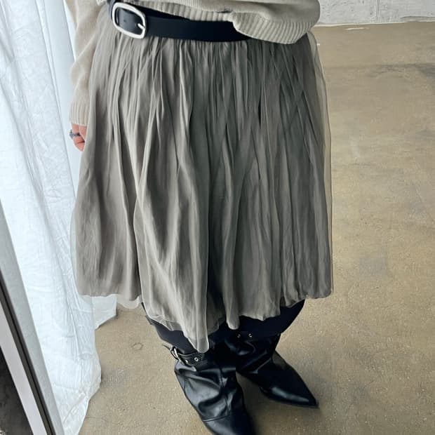 Rope 로페 튤 스커트 라이트 그레이