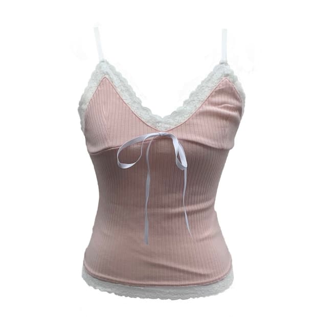 급전) 스젠 메이드 Lyoko Ribbon Lace Top 나시