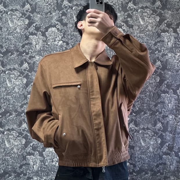 kiimuir 키뮤어 바시티 스웨이드 집업