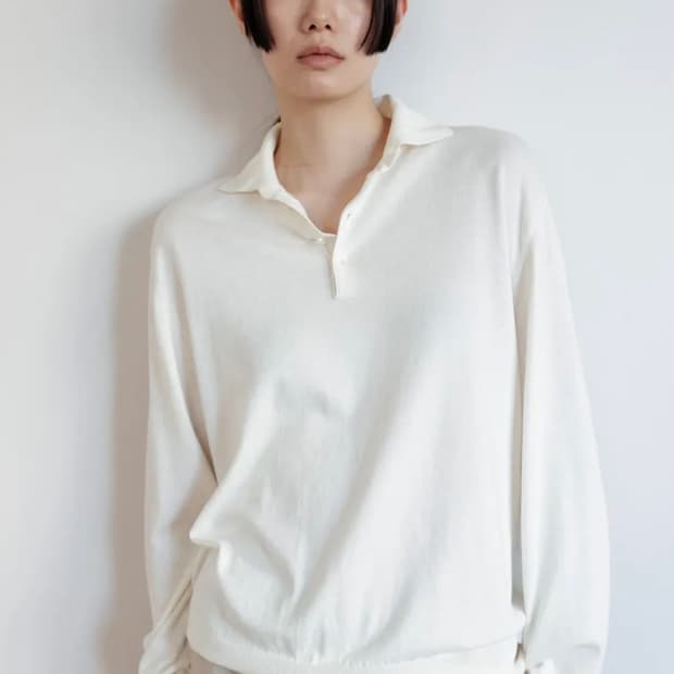 네세서리 cotton loose collar knit