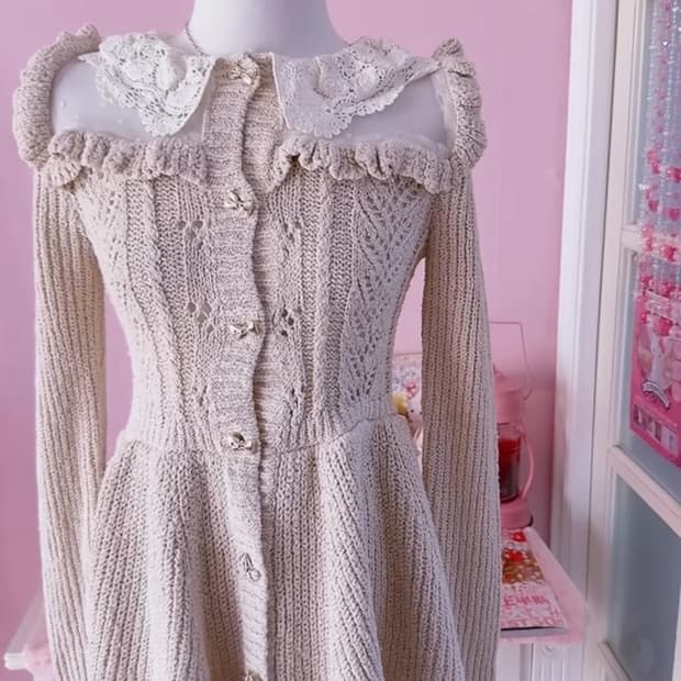 고전 리즈리사 빈티지 니트 원피스 가디건