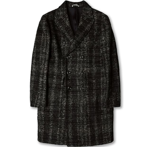 헤보 [Hevo] 블랙 체크 울 알파카 모헤어 이태리 더블 송승헌 코트