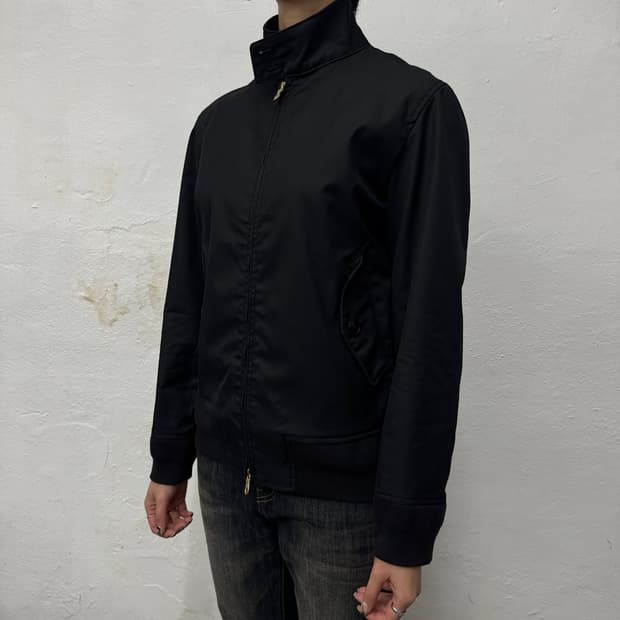 빔즈(BEAMS) 블랙컬러 트윌 코튼 집업 헤링턴 자켓