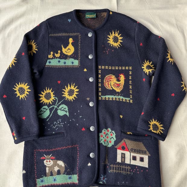 오스트리아 가이거 알프스 티롤리안 울 가디건 44