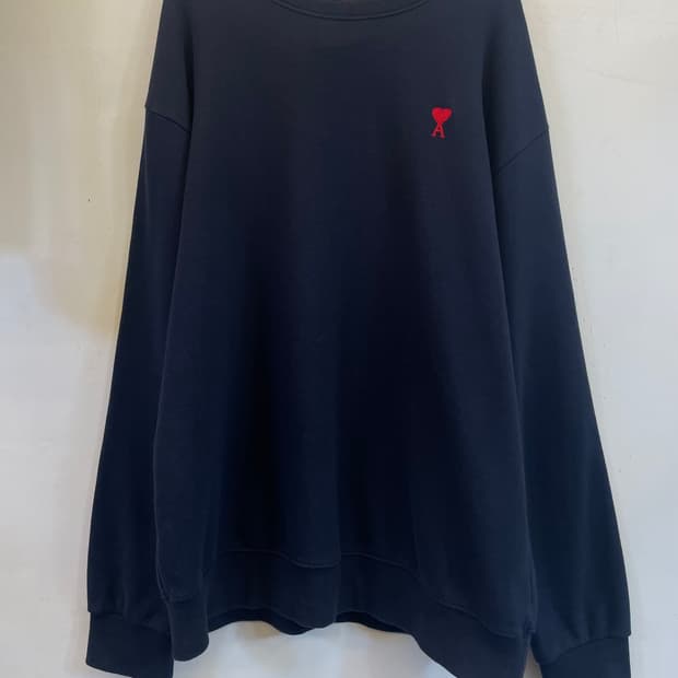 ami 아미 스몰하트 맨투맨 XL 네이비:) 면100%