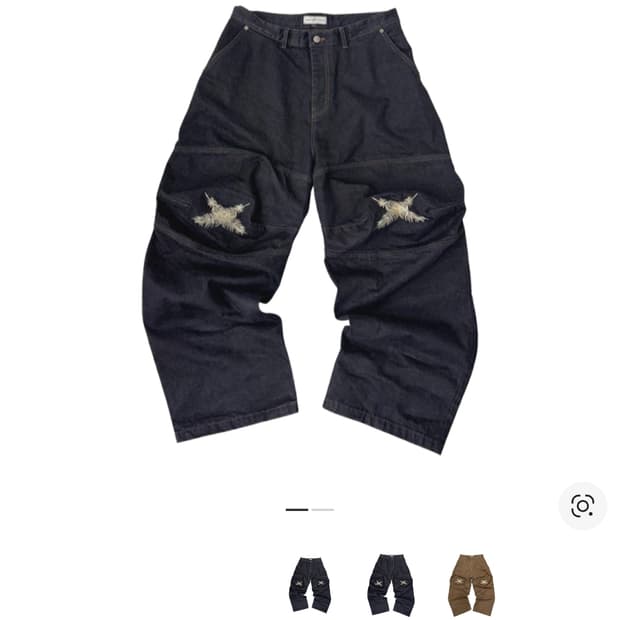 3) 아오이로 오오키 페더 데님 팬츠 다크 인디고