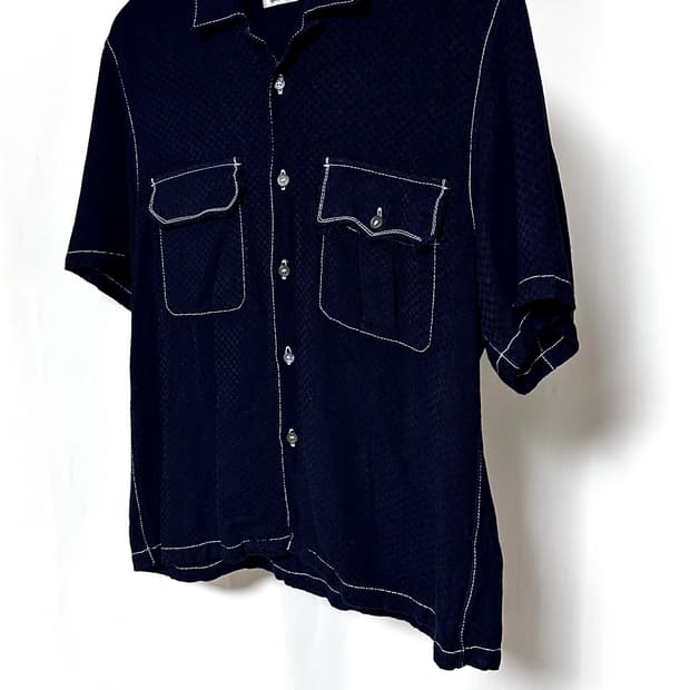 COMME des GARÇONS 스티치 오픈카라 셔츠