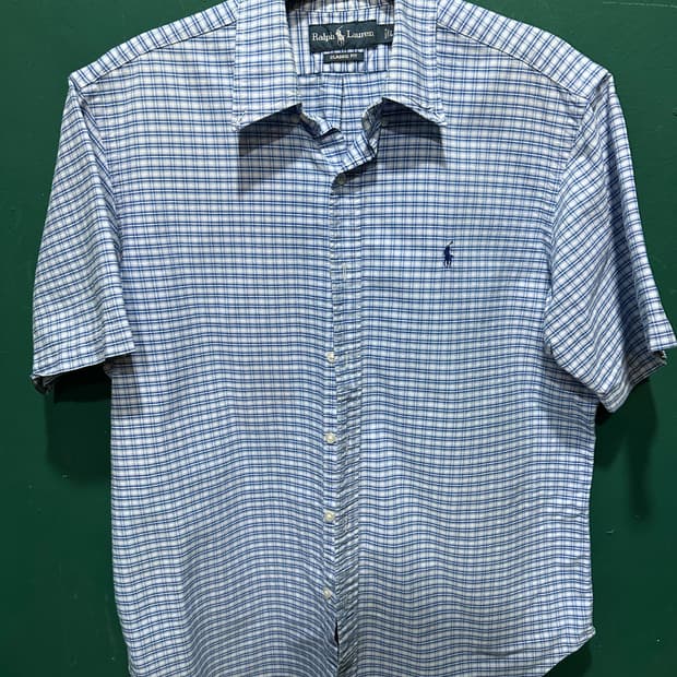 폴로 체크 반팔셔츠 L