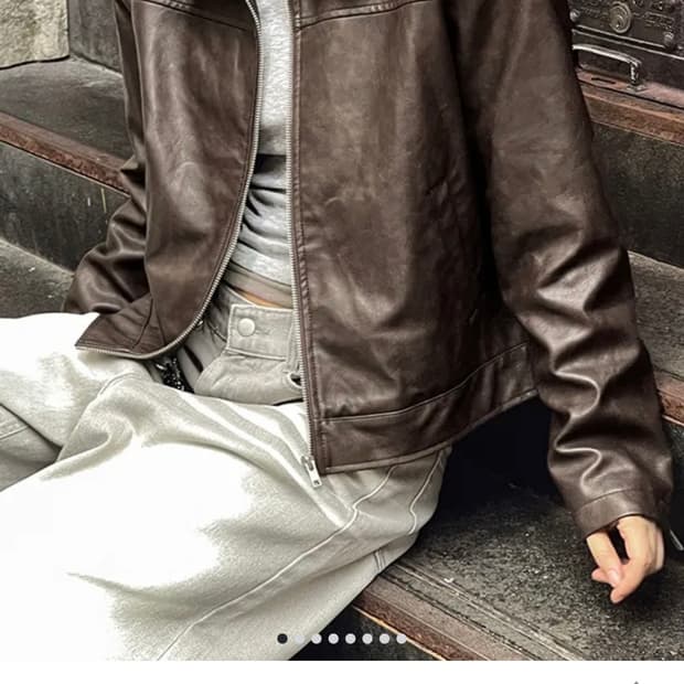 당당걸 빈티지 가죽 자켓 점퍼 브라운
