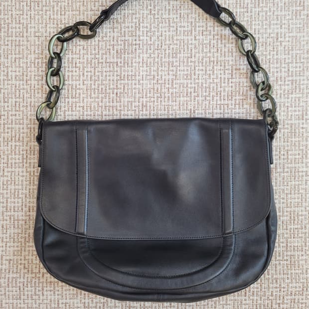 마뗑킴 블랙 레더 체인 숄더백