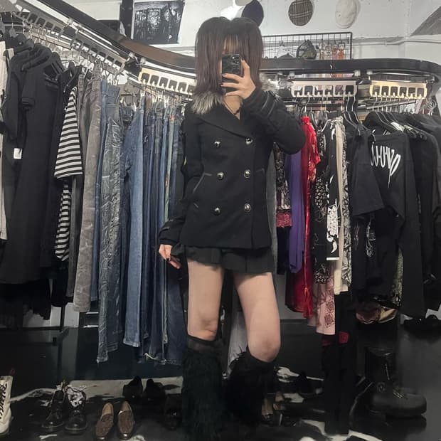 Haute 카라 퍼 코트