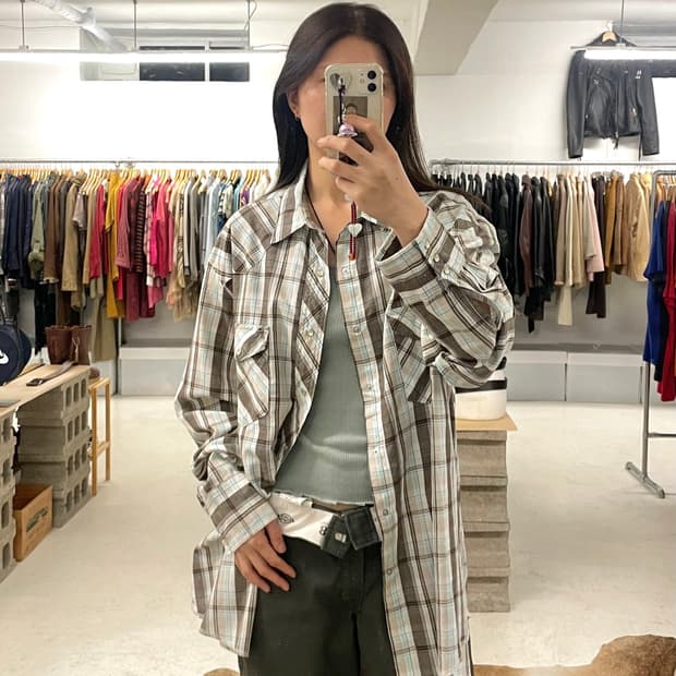 WRANGLER madras check western shirts 랭글러