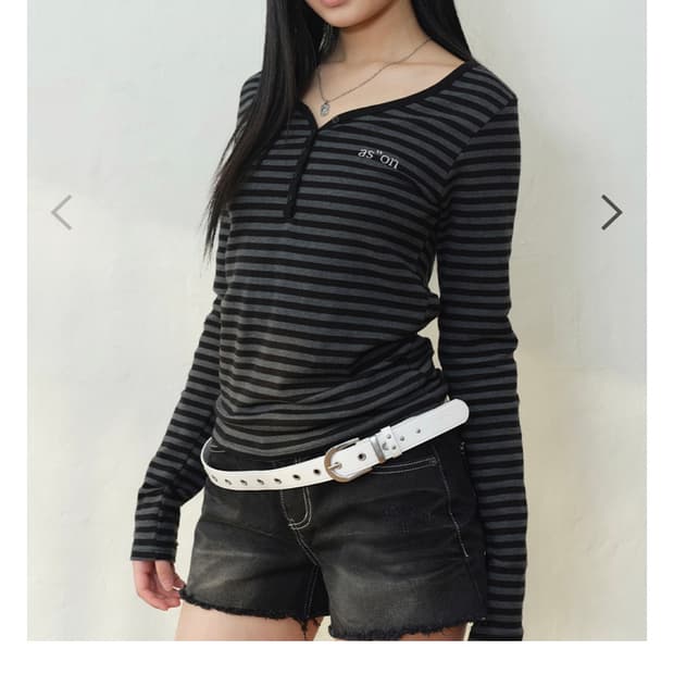 애즈온 ELLEN STRIPE TEE 블랙