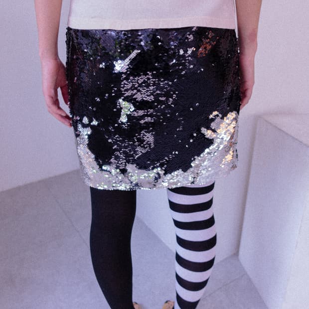 Sequin black&white skirt