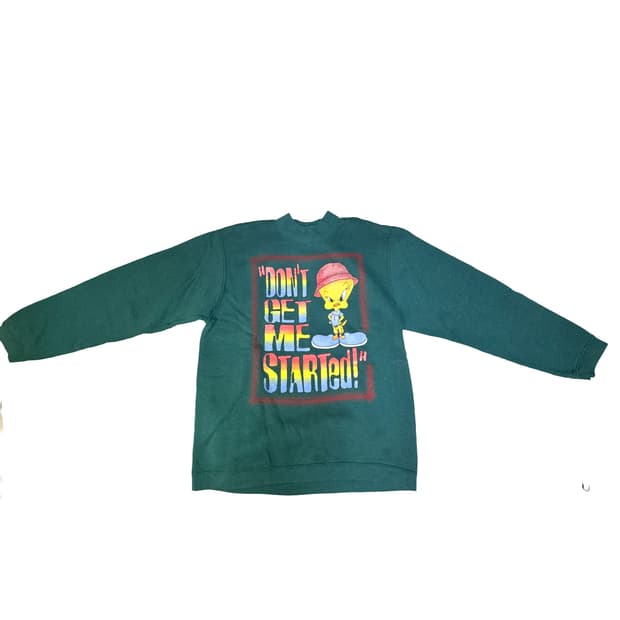 빈티지 90s 트위티 tweety  스웻셔츠 맨투맨 그린 L but