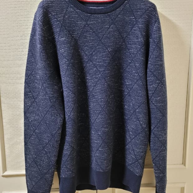 타미힐피거 다이아패턴 네이비 미드웨이트 직조 니트 S 사이즈