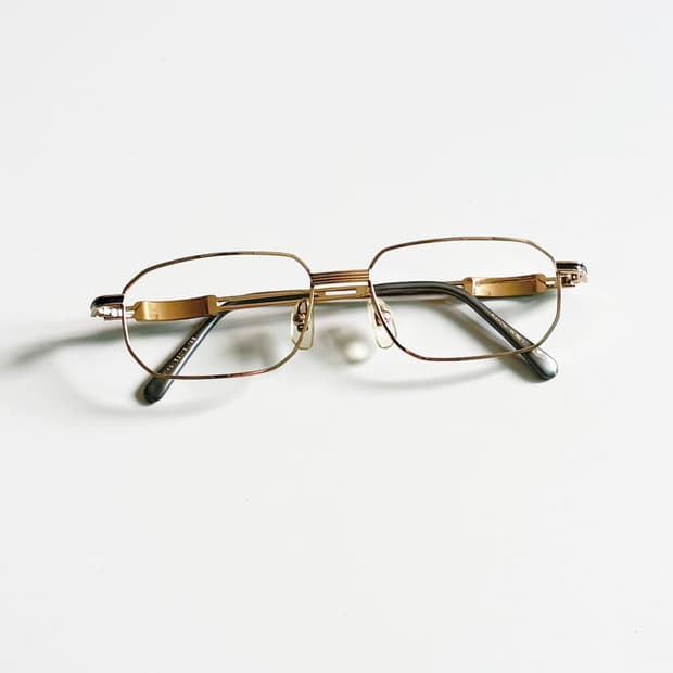 90s 레트로 골드 슬림 스퀘어 메탈 프레임 빈티지 안경