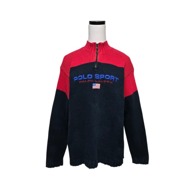 폴로랄프로렌 스포츠 90's 코튼 쿼터 집업 니트 / 여성 니트