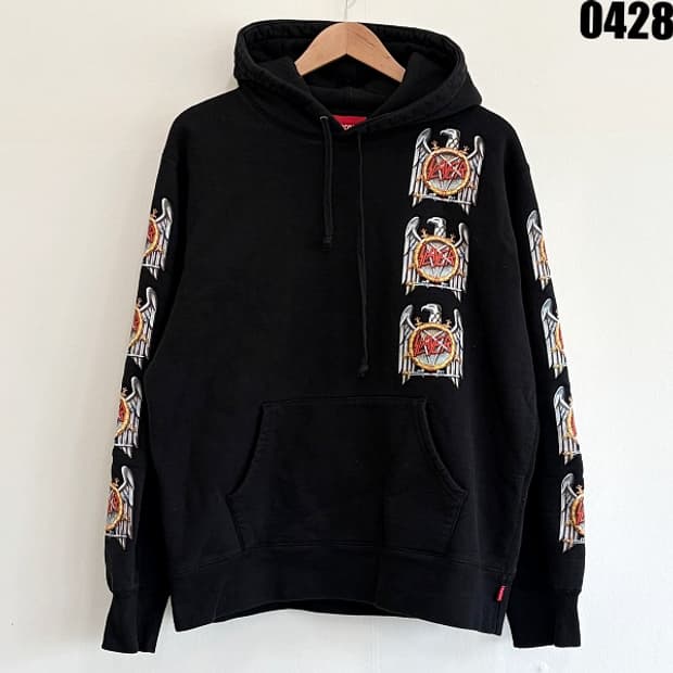 슈프림 x 슬레이어 이글 로고 후드티 블랙 L 0428