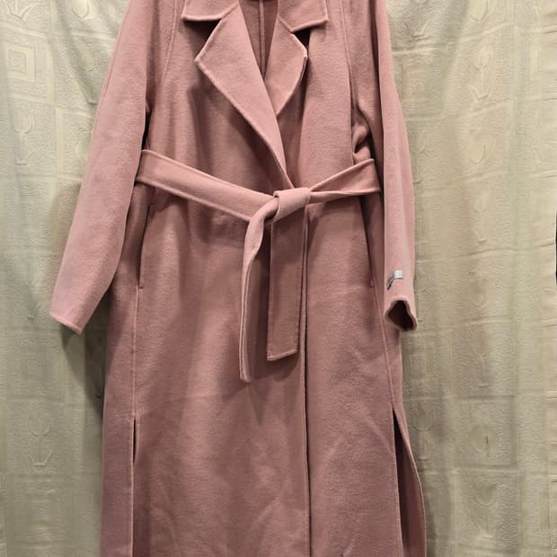 마리마켓 핸드메이드 핑크 울 롱 코트 M(66)