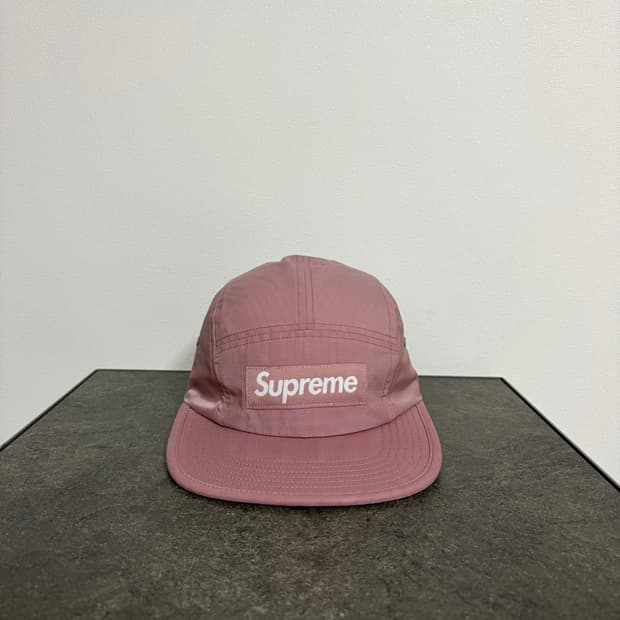 (OS) 슈프림 박스로고 캠프캡 모자 24FW 왁스드 립스탑 핑크
