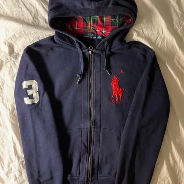 폴로 빅포니 후드집업 네이비