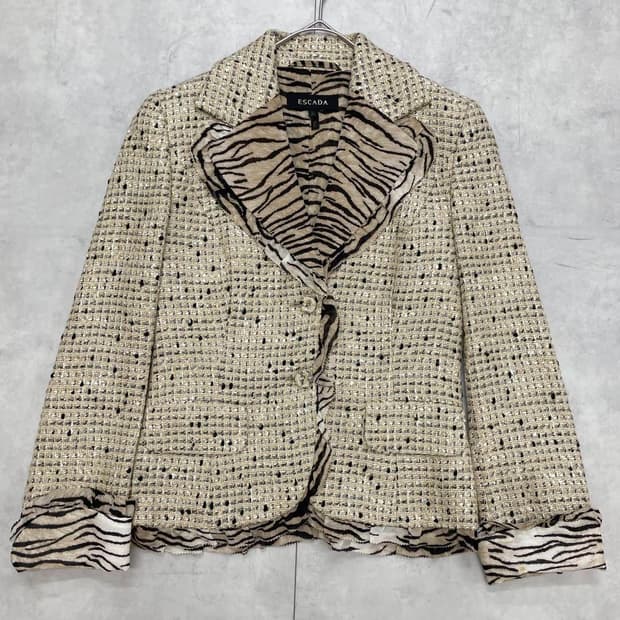 escada 레오파드 트위드 자켓