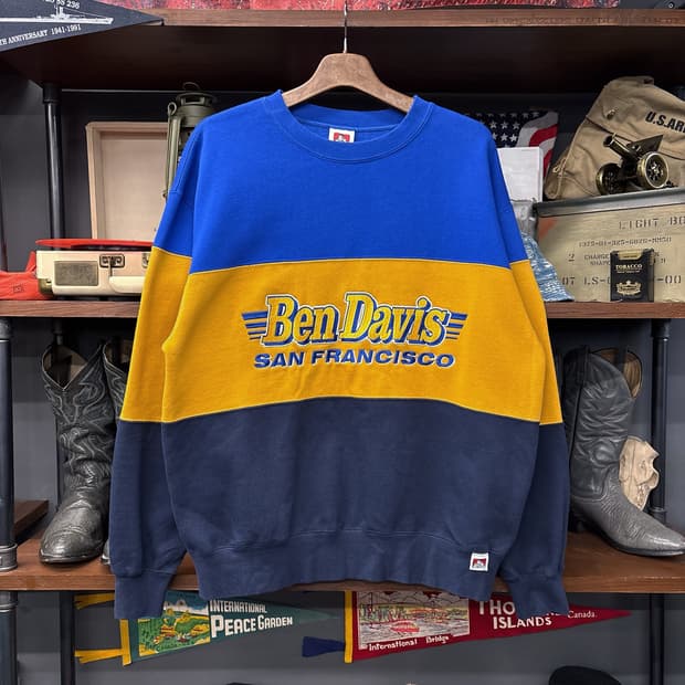 벤 데이비스 레트로 오버핏 엠브로이드 컬러블럭 스웻셔츠 N892