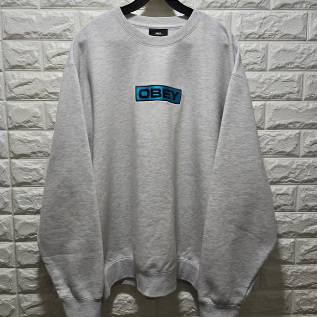 오베이 자수로고 기모 맨투맨 크루넥 티셔츠 100~105