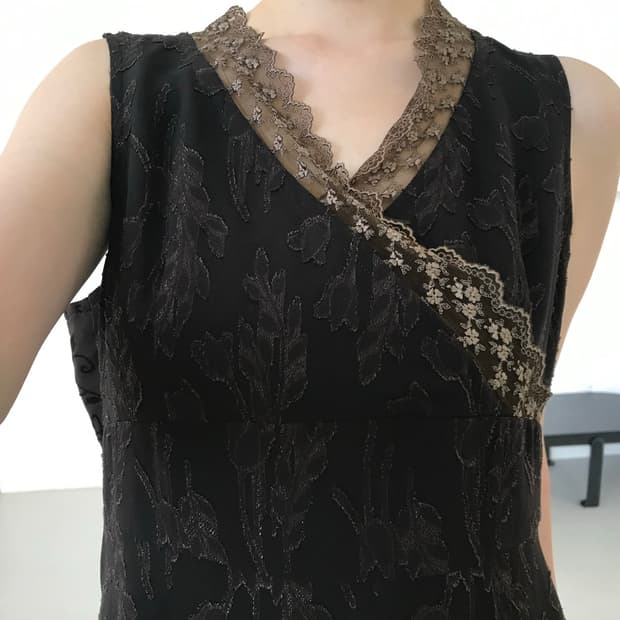 vintage brown pattern lace one-piece