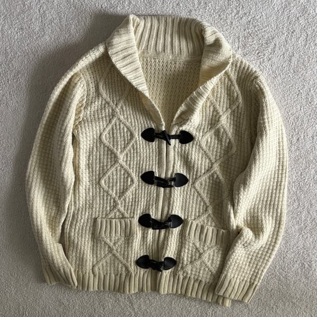 일본빈티지 아이보리 꽈배기 니트 떡코 가디건
