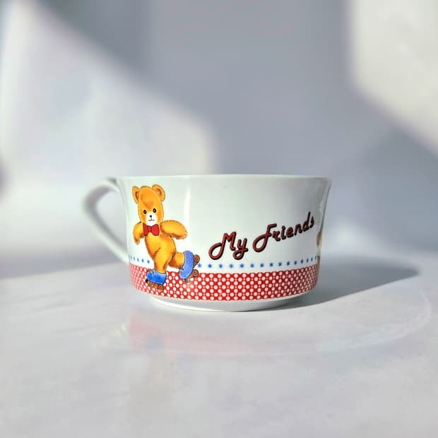 8090s vintage teddy bear cereal bowl