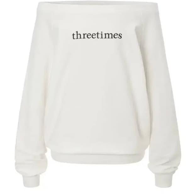 쓰리타임즈 베이직 로고오프 탑 M 화이트