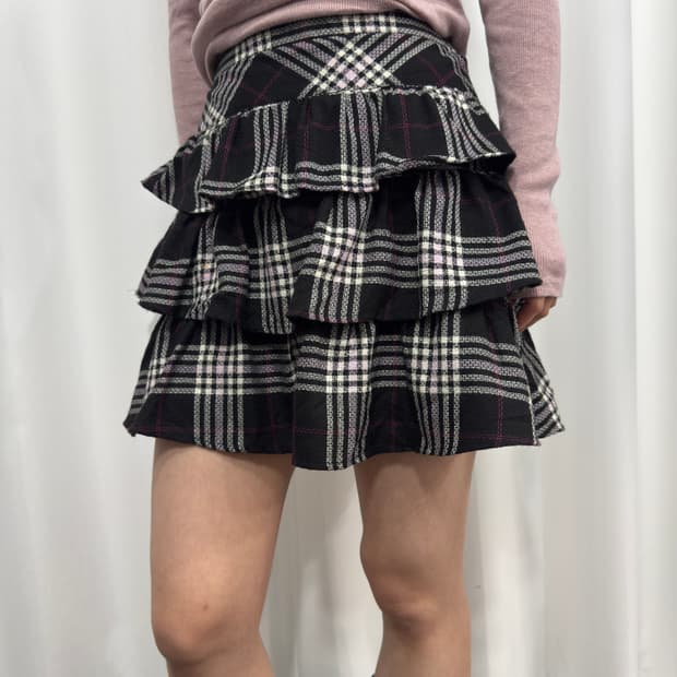kumikyoku check frill layered skirt