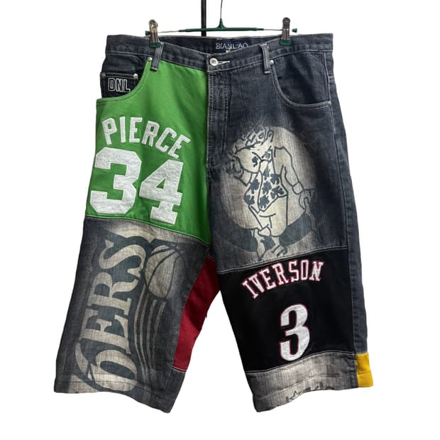 Dianlao NBA 올스타 멀티패치 레어 힙합 하프 팬츠 (36)