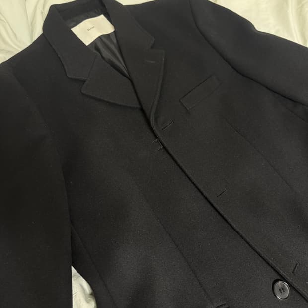 던스트 2웨이 3버튼 캐시미어 코트 블랙