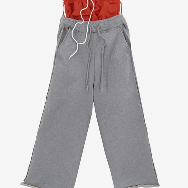 Sagging Double Sweatpants - Red/Grey