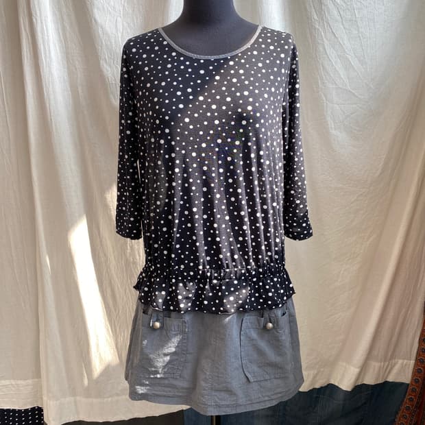 네이비 도트 시스루 원피스(M)