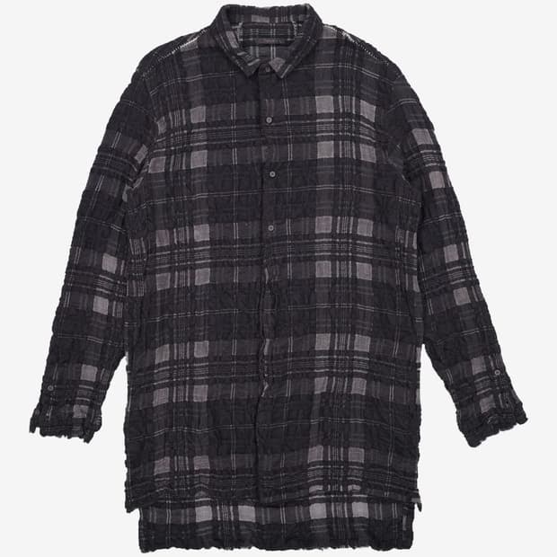 Transit 트랜짓 체크 수소봉제 롱 셔츠