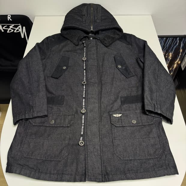 FUBU 후부 00년대 머스탱 데님 후드 코트 자켓