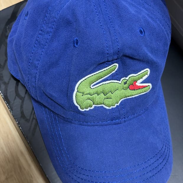 라코스테 남녀공용 빅로고 볼캡 블루