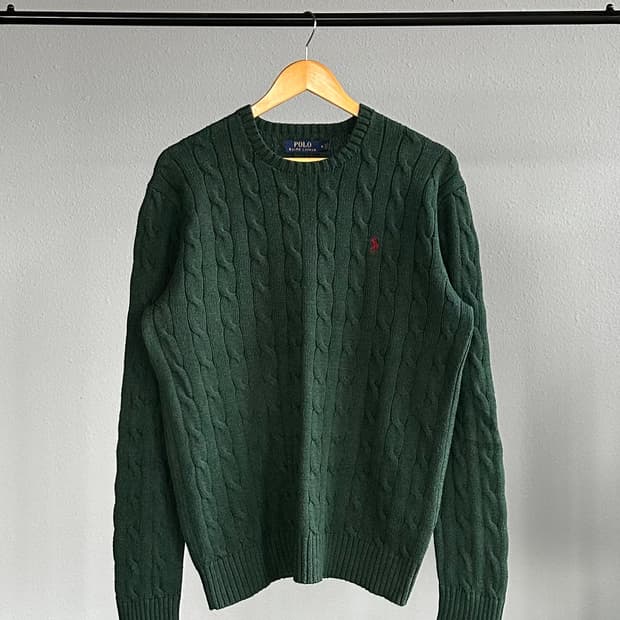 [M]폴로 랄프로렌 꽈배기 케이블 니트 그린