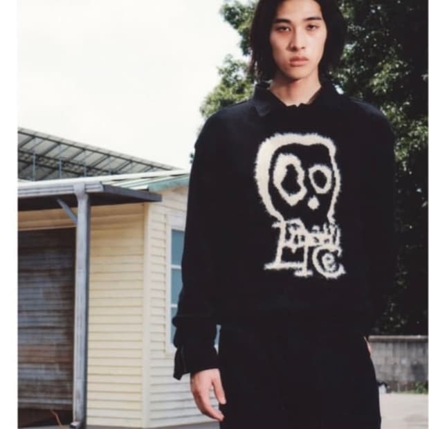 Etce 스컬 코튼 니트 블랙