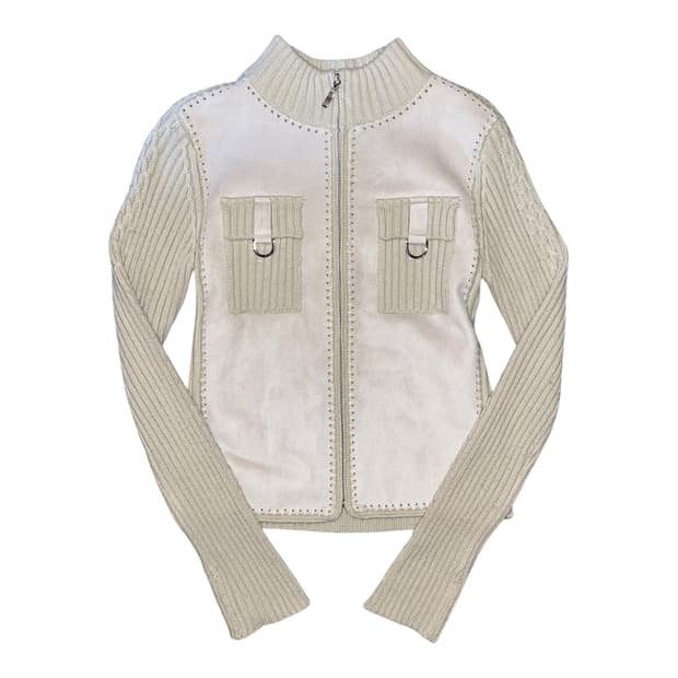 앞면 스웨이드 니트 반폴라집업 모리y2k갸루