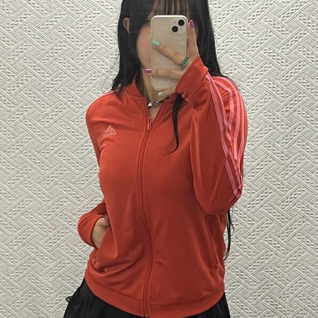 아디다스 90's 빈티지 Y2K 오렌지핑크 져지 집업 M C06652