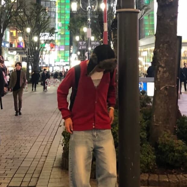 90s IZOD 레드 브이넥 니트 가디건