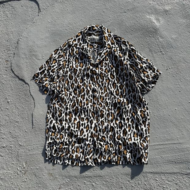 와코마리아 레오파드 레이온 셔츠 m