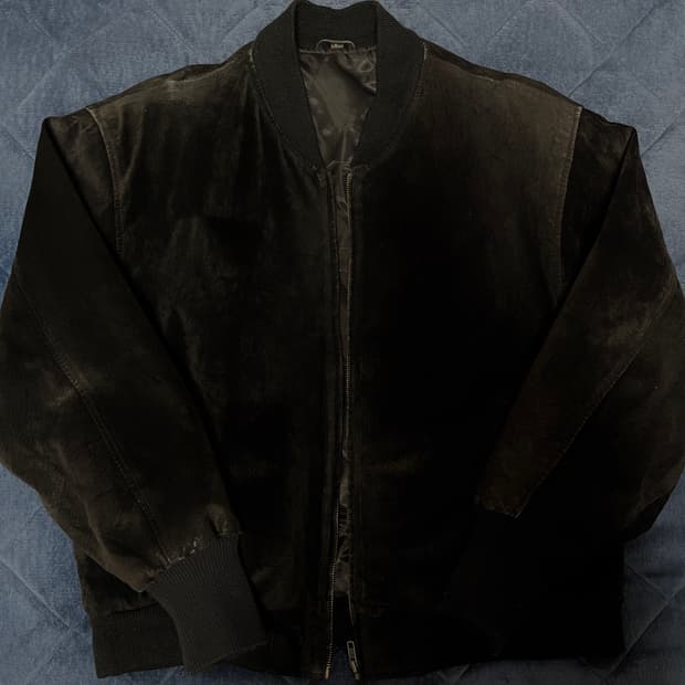 90's Heavy pig-leather suede bomber